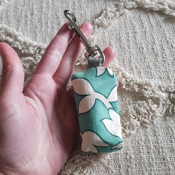 Turquoise Green Floral Doggy DO Doggy Poo Bag Blue Pouch Zero Waste Handmade - Picture 2 of 5